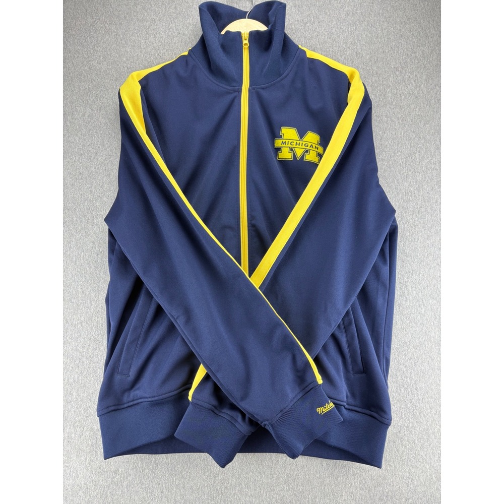 Michigan Wolverines Track Jacket Mens XL Mitchell &‎ Ness College Vault Full Zip